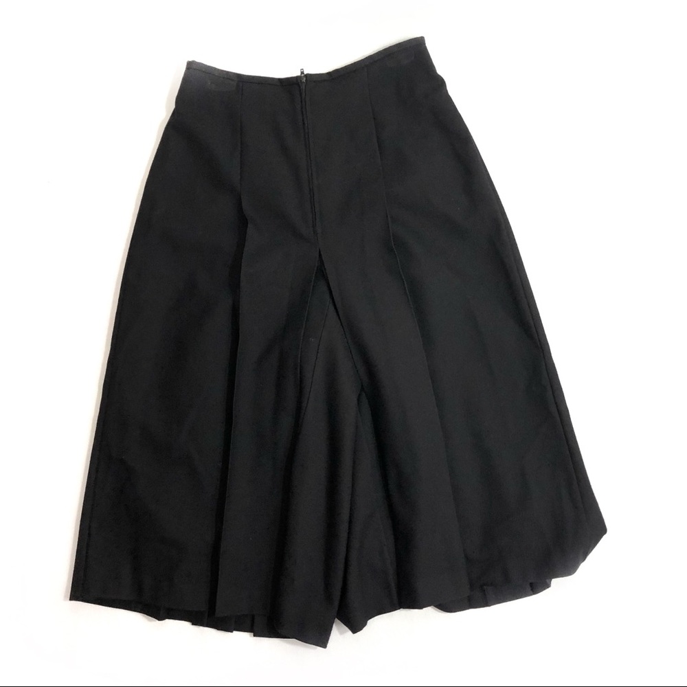 St. Michael Black Wool Pleated Wide Leg Crop Pants